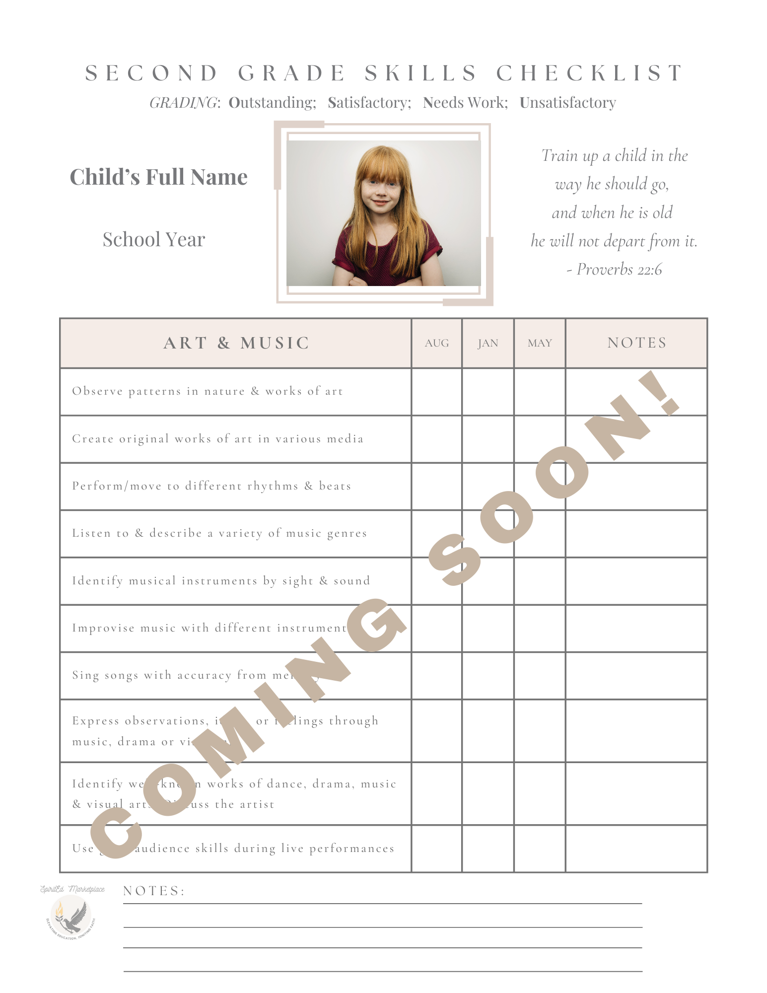 2nd Grade Skills Checklist Plus Customizable Progress Report / Report Card