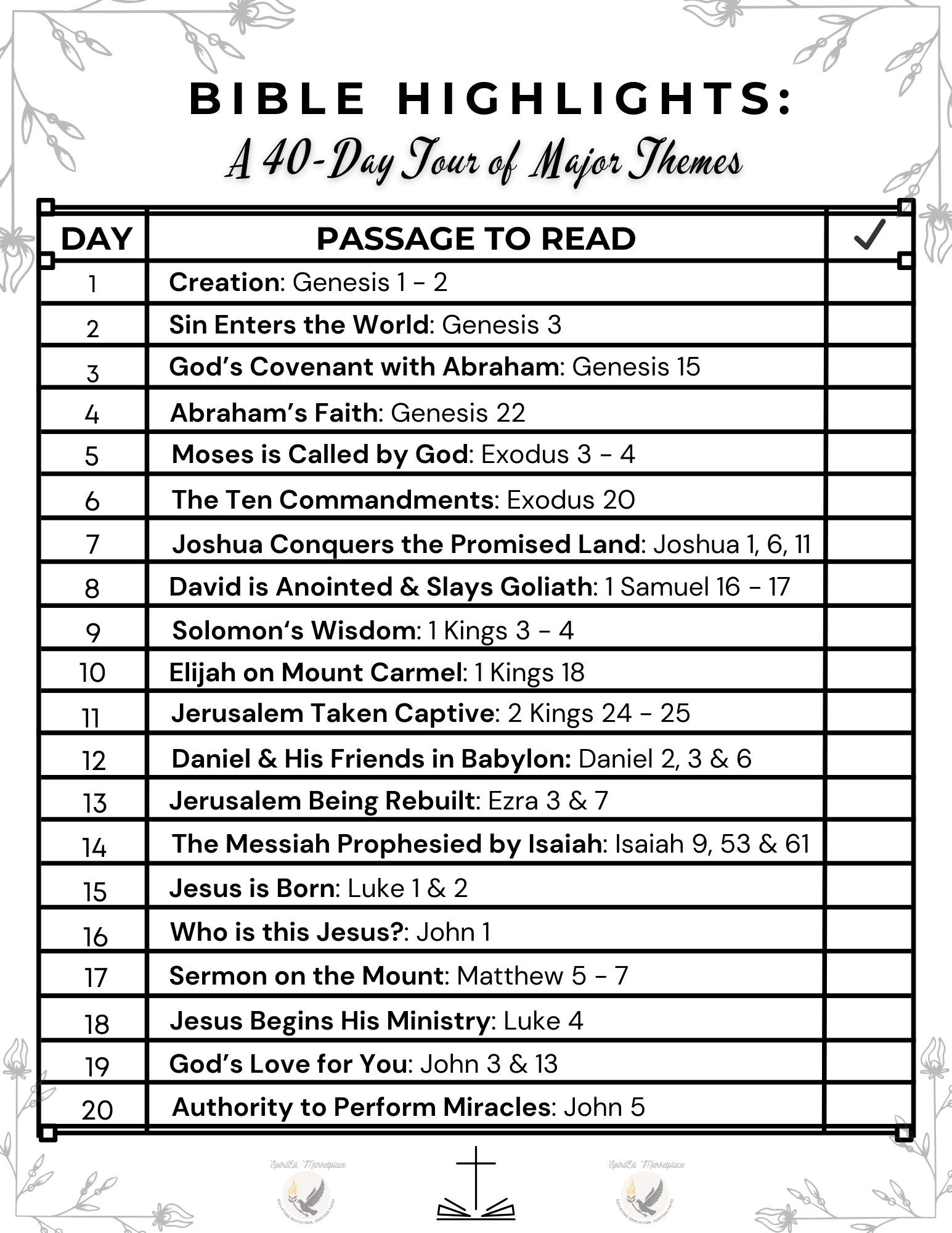 FREE 40-Day Bible Highlights Reading Plan