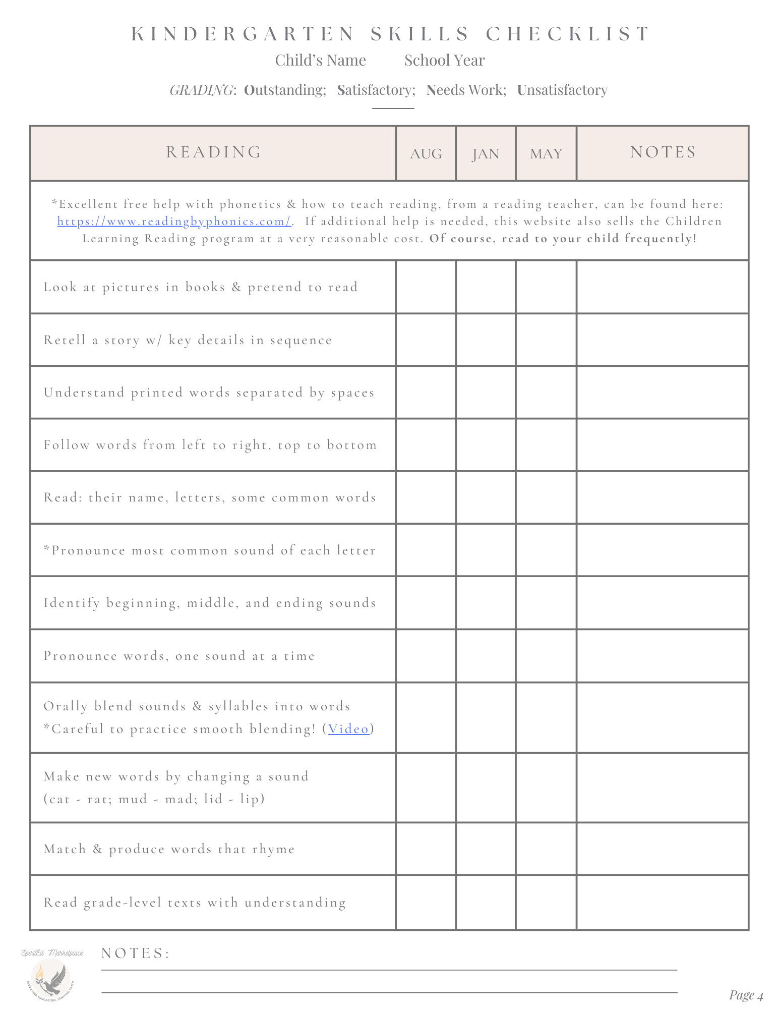 Kindergarten Skills Checklist Plus Customizable Progress Report / Report Card - Image 7