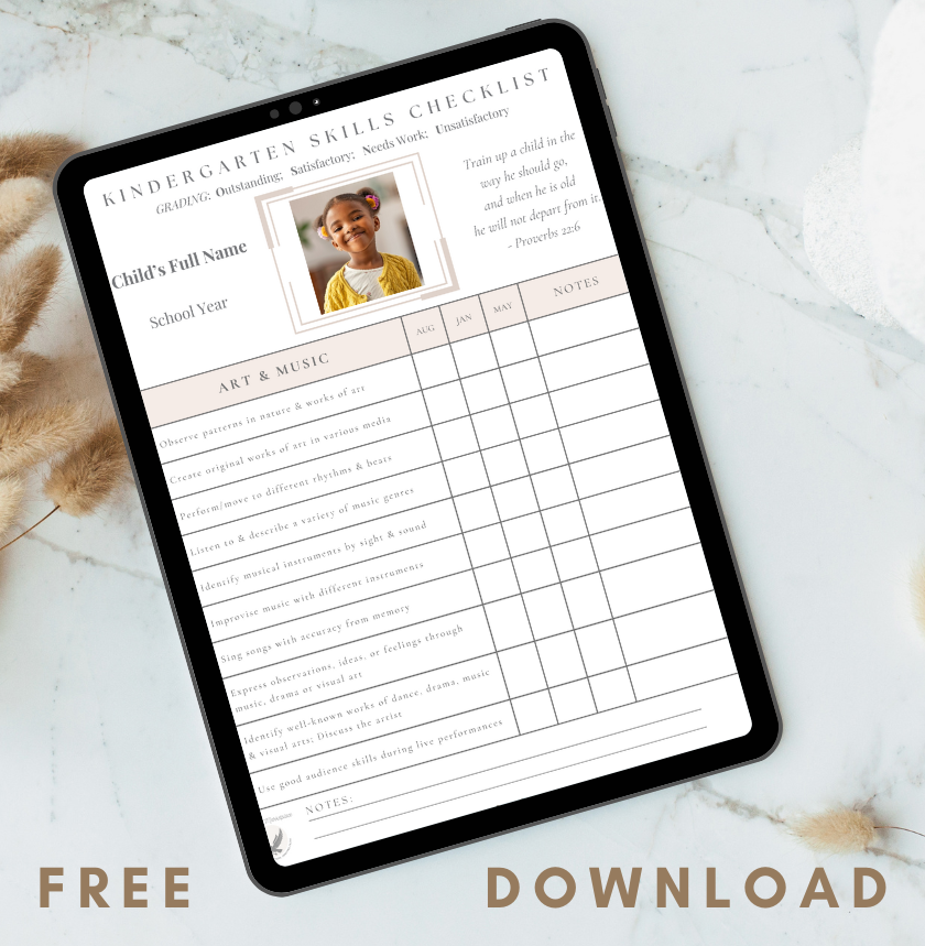 Kindergarten Skills Checklist Plus Customizable Progress Report / Report Card